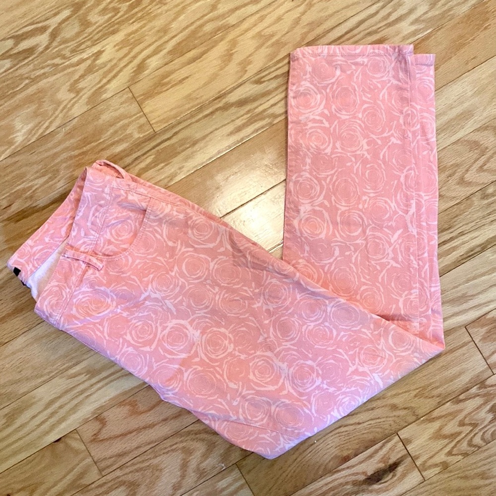 Chaus • Pink Rose Print Straight Leg Jeans